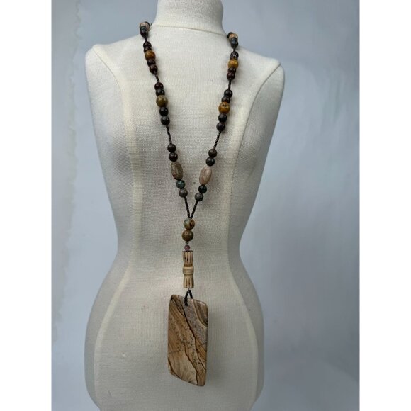Picture Jasper Pendant Necklace With Unakite & Polychrome Jasper Beads Healing S - Picture 6 of 16